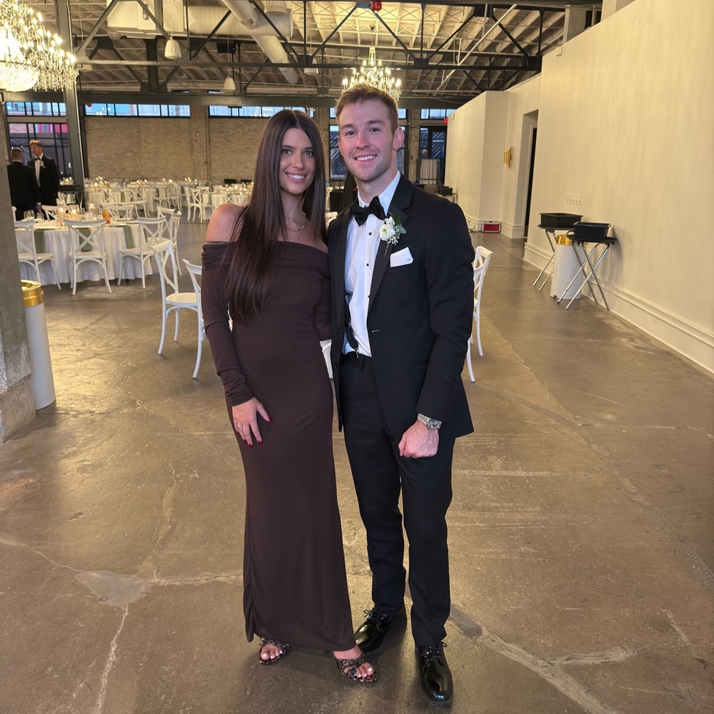 Peppermayo Off-Shoulder Long Brown Dress